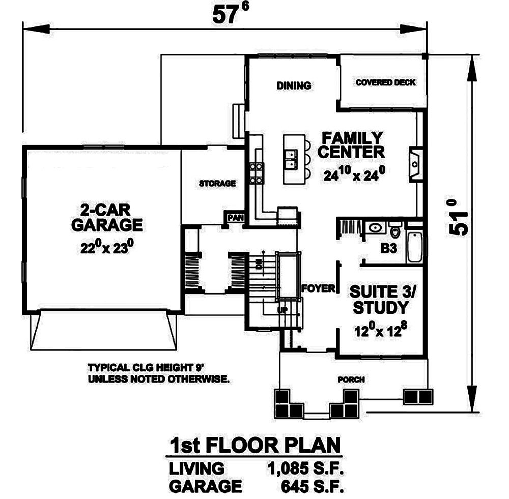 Floor Plan First Story of Craftsman Plan #120-2461