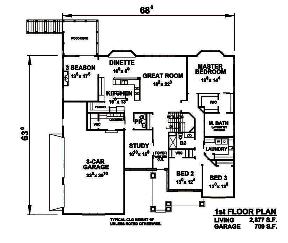 Floor Plan First Story of Craftsman Plan #120-2470