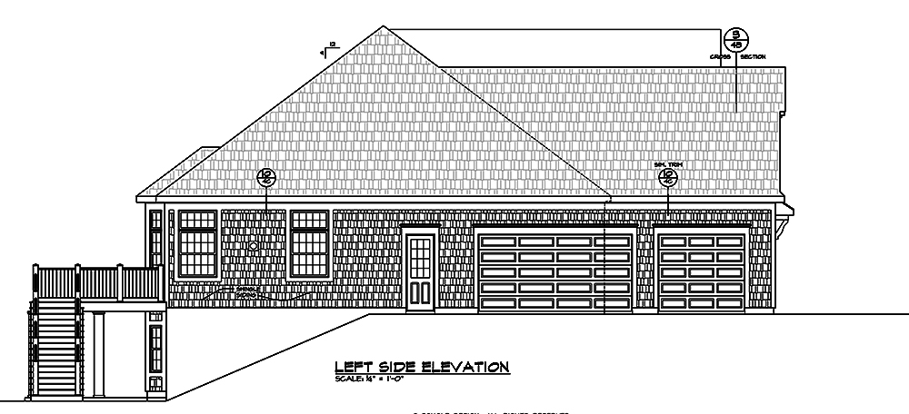Home Plan Left Elevation of this 3-Bedroom,2877 Sq Ft Plan -120-2470
