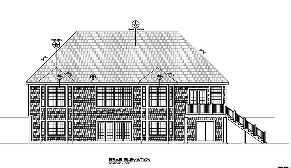 Home Plan Rear Elevation of this 3-Bedroom,2877 Sq Ft Plan -120-2470