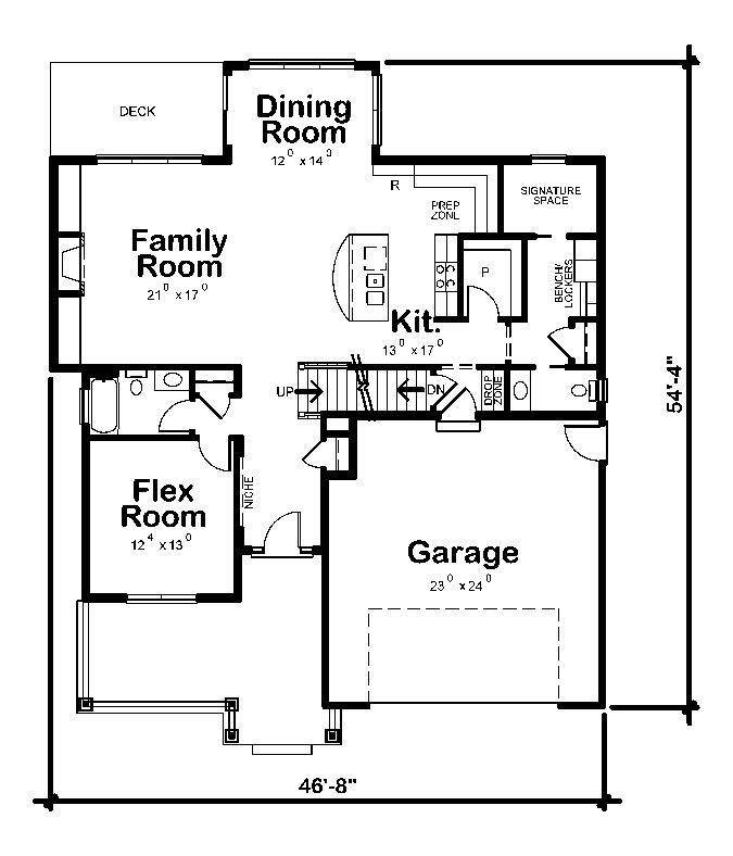 Floor Plan First Story of Colonial Plan #120-2477