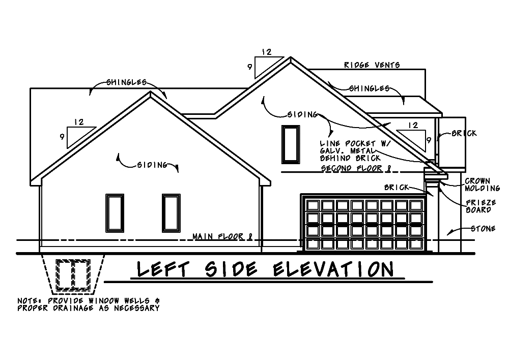 Home Plan Left Elevation of this 3-Bedroom,2359 Sq Ft Plan -120-2485