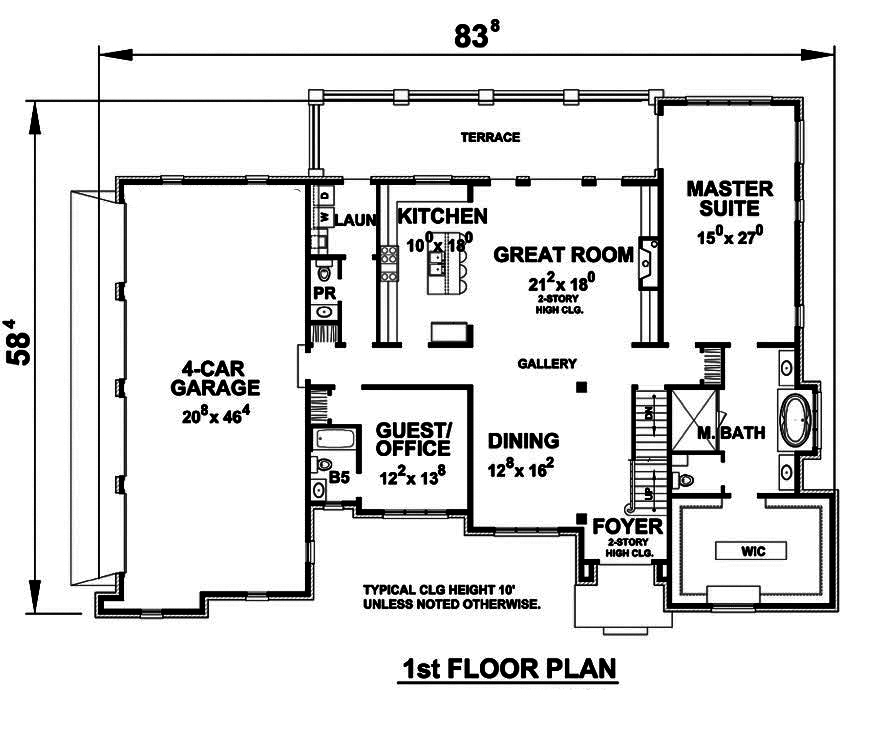 Floor Plan First Story of French Plan #120-2491
