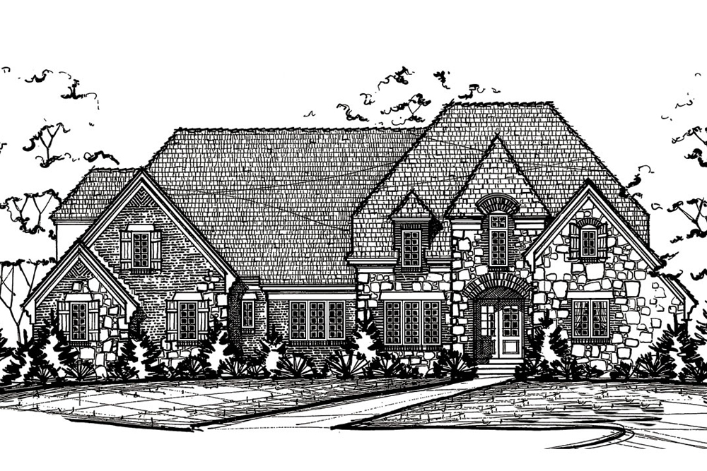 Home Plan Front Elevation of this 5-Bedroom,4123 Sq Ft Plan -120-2491