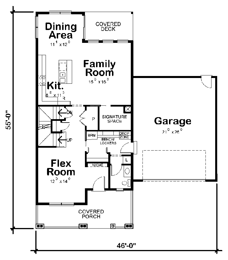 Floor Plan First Story of Craftsman Plan #120-2496