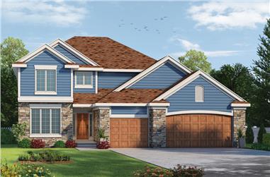 4-Bedroom, 2321 Sq Ft Traditional Home Plan - 120-2498 - Main Exterior
