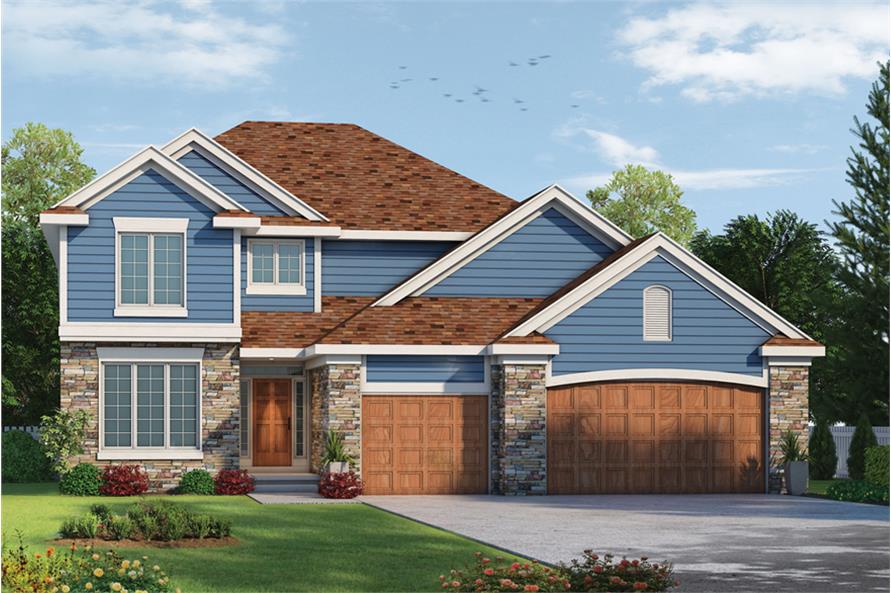 4-Bedroom, 2321 Sq Ft Traditional Home Plan - 120-2498 - Main Exterior