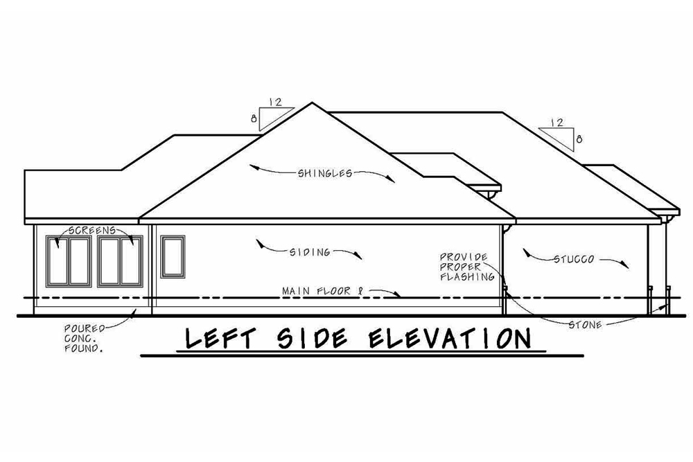 Home Plan Left Elevation of this 2-Bedroom,2290 Sq Ft Plan -120-2499
