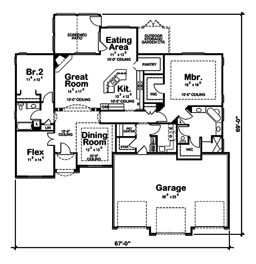 Floor Plan First Story of Tuscan Plan #120-2499