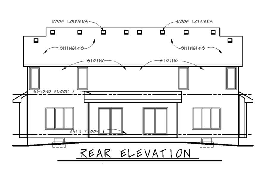 Home Plan Rear Elevation of this 3-Bedroom,1408 Sq Ft Plan -120-2500
