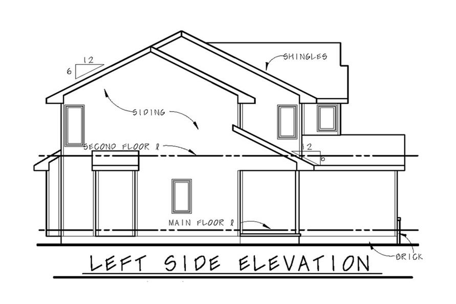 Home Plan Left Elevation of this 3-Bedroom,1408 Sq Ft Plan -120-2500