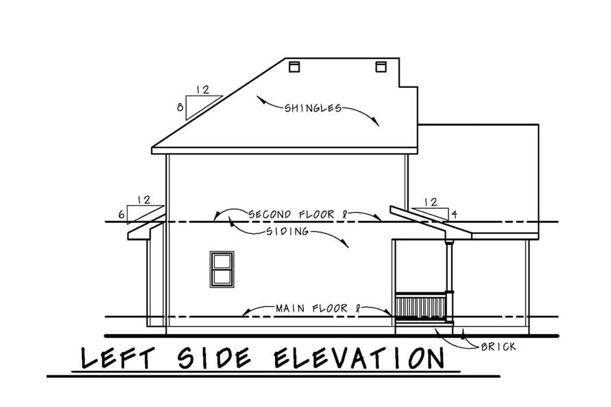 Home Plan Left Elevation of this 3-Bedroom,1460 Sq Ft Plan -120-2502