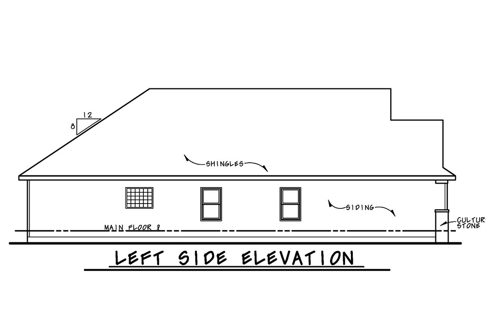 Home Plan Left Elevation of this 3-Bedroom,1929 Sq Ft Plan -120-2506