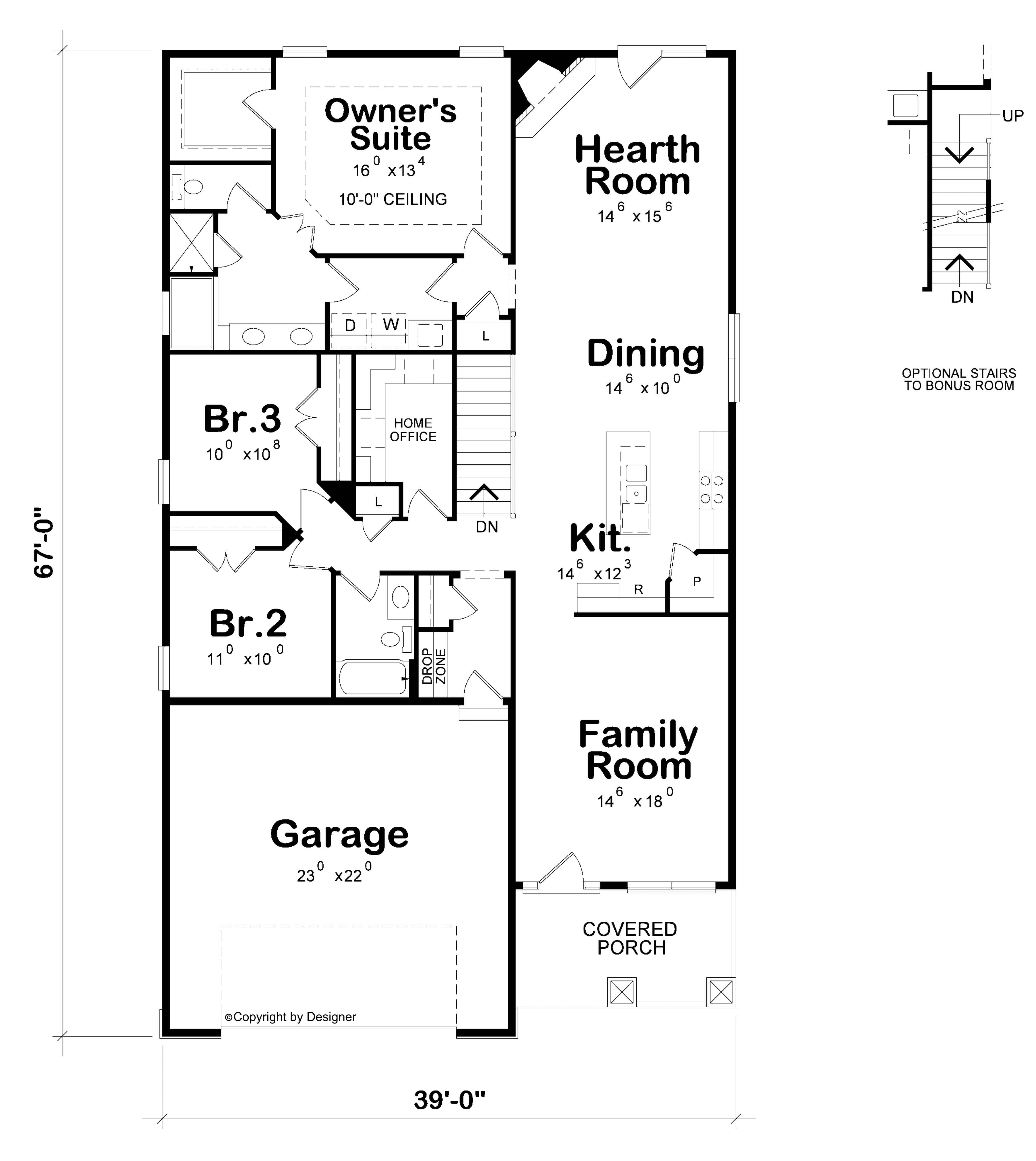 Floor Plan First Story of Craftsman Plan #120-2506