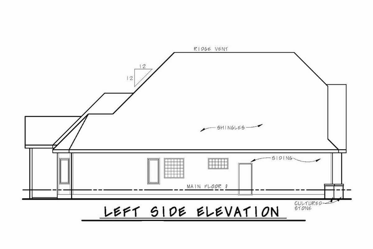 Home Plan Left Elevation of this 2-Bedroom,2018 Sq Ft Plan -120-2513