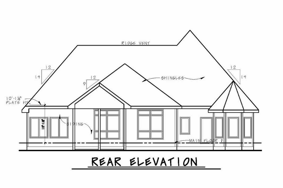 Home Plan Rear Elevation of this 2-Bedroom,2018 Sq Ft Plan -120-2513