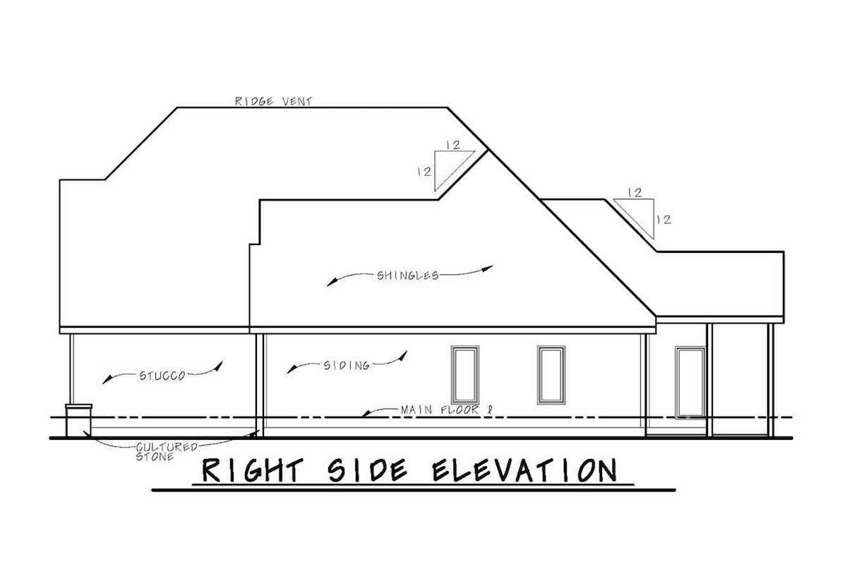 Home Plan Right Elevation of this 2-Bedroom,2018 Sq Ft Plan -120-2513