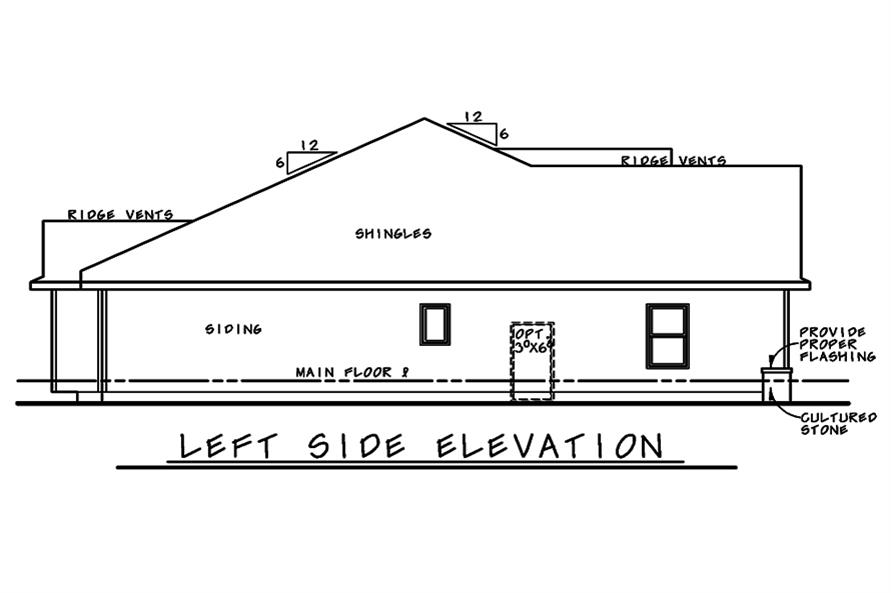 120-2525: Home Plan Left Elevation