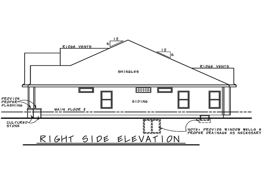 120-2525: Home Plan Right Elevation
