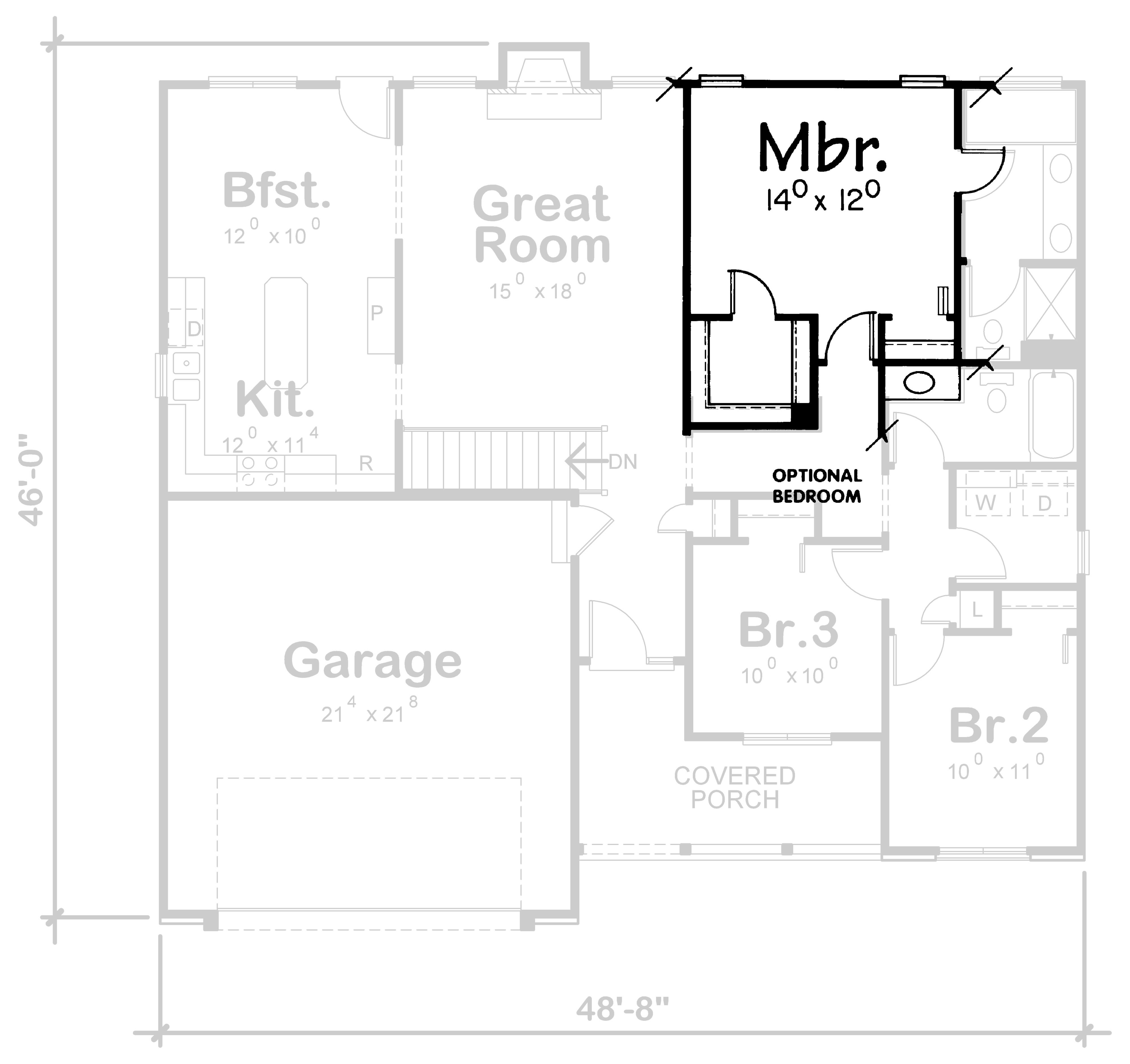 Floor Plan First Story of Traditional Plan #120-2534