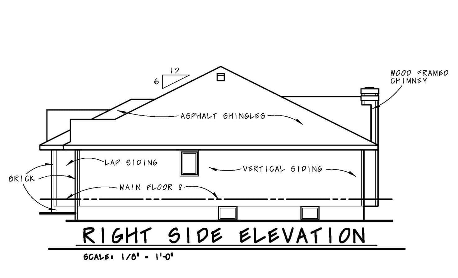 Home Plan Right Elevation of this 3-Bedroom,1453 Sq Ft Plan -120-2534