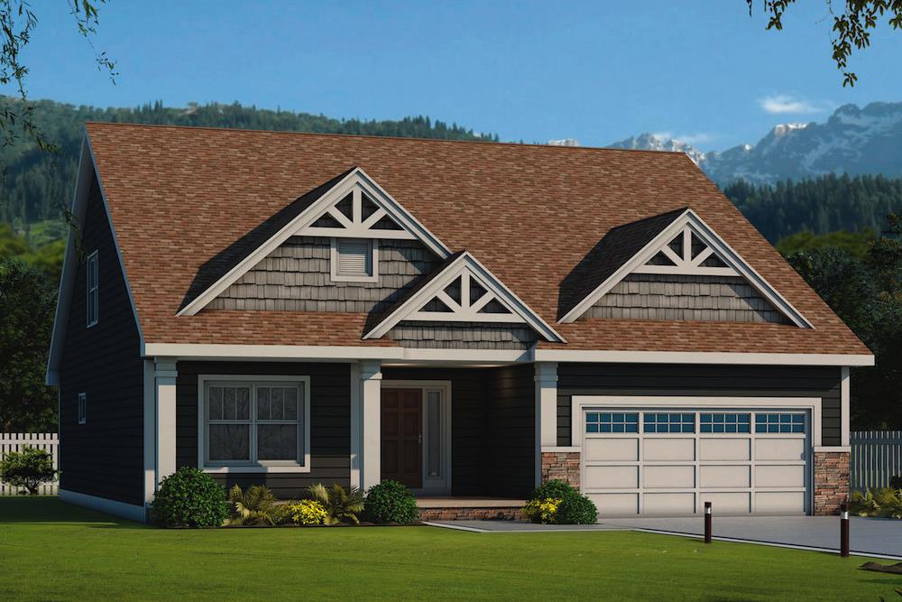 Front elevation of Craftsman home (ThePlanCollection: House Plan #120-2556)