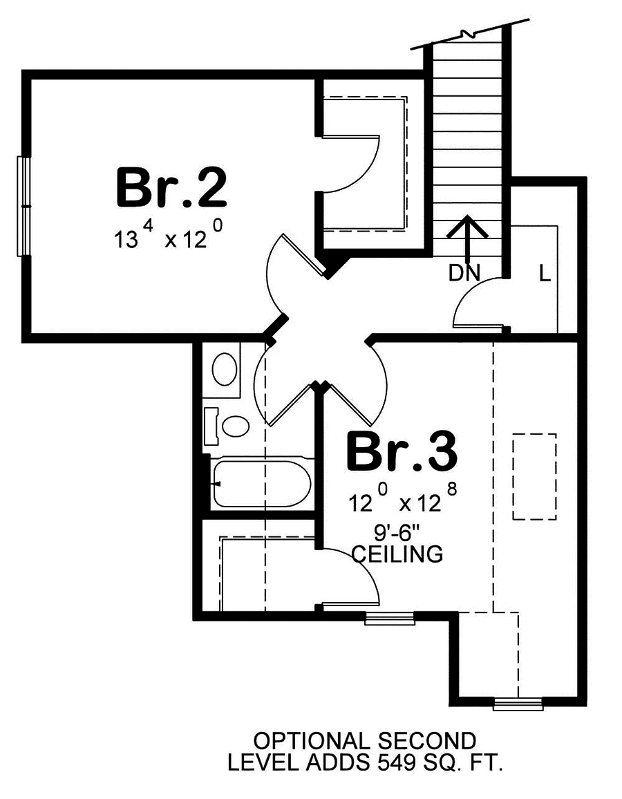 Floor Plan Bonus Room of Traditional Plan #120-2569