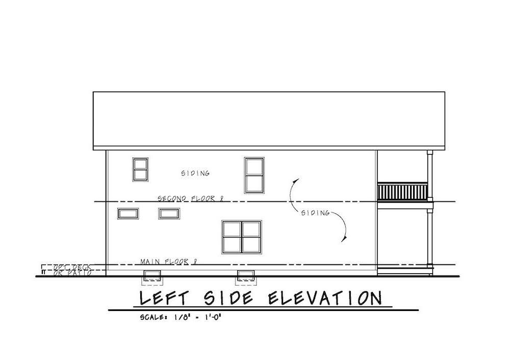 Home Plan Left Elevation of this 3-Bedroom,1750 Sq Ft Plan -120-2583