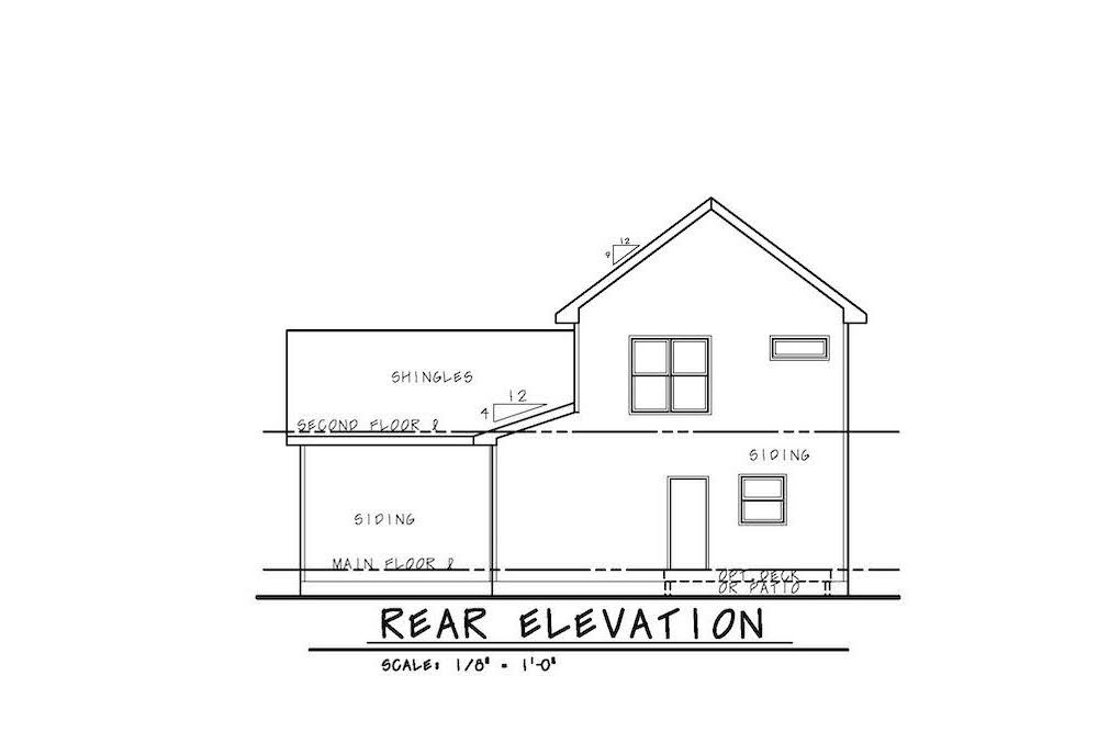 Home Plan Rear Elevation of this 3-Bedroom,1750 Sq Ft Plan -120-2583