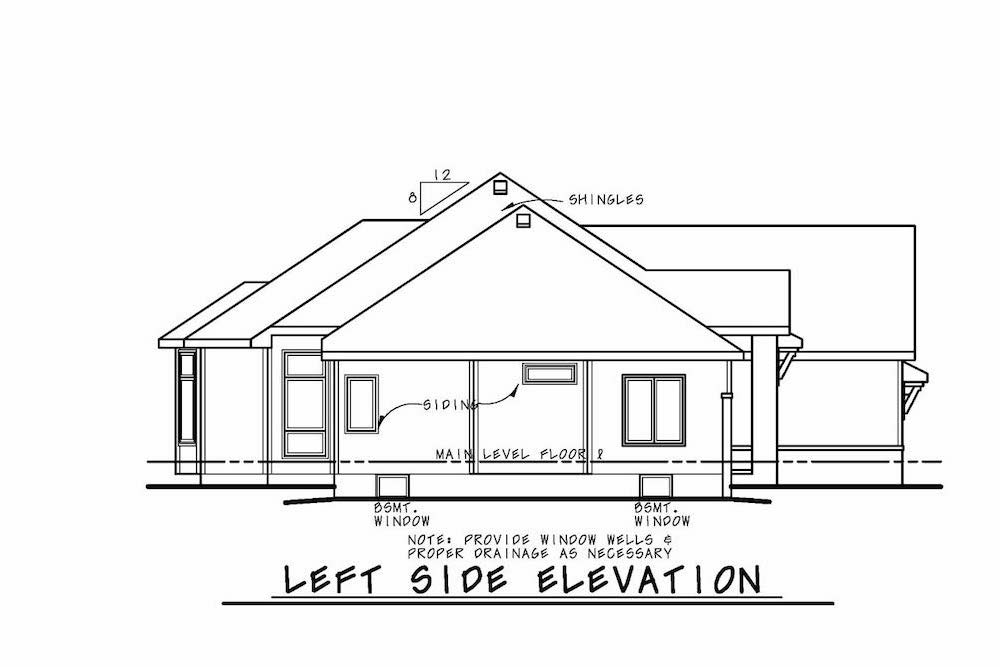 Home Plan Left Elevation of this 3-Bedroom,1938 Sq Ft Plan -120-2586