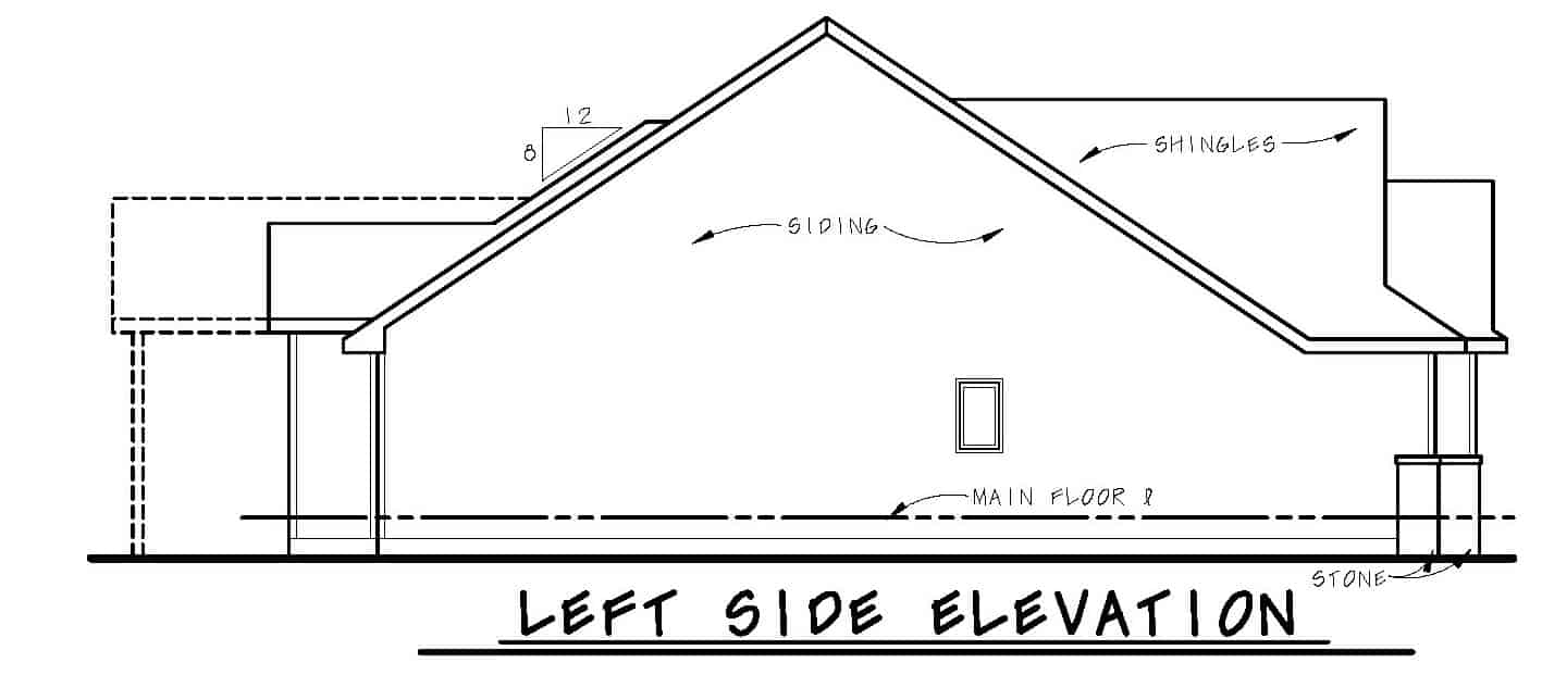 Home Plan Left Elevation of this 3-Bedroom,1676 Sq Ft Plan -120-2589