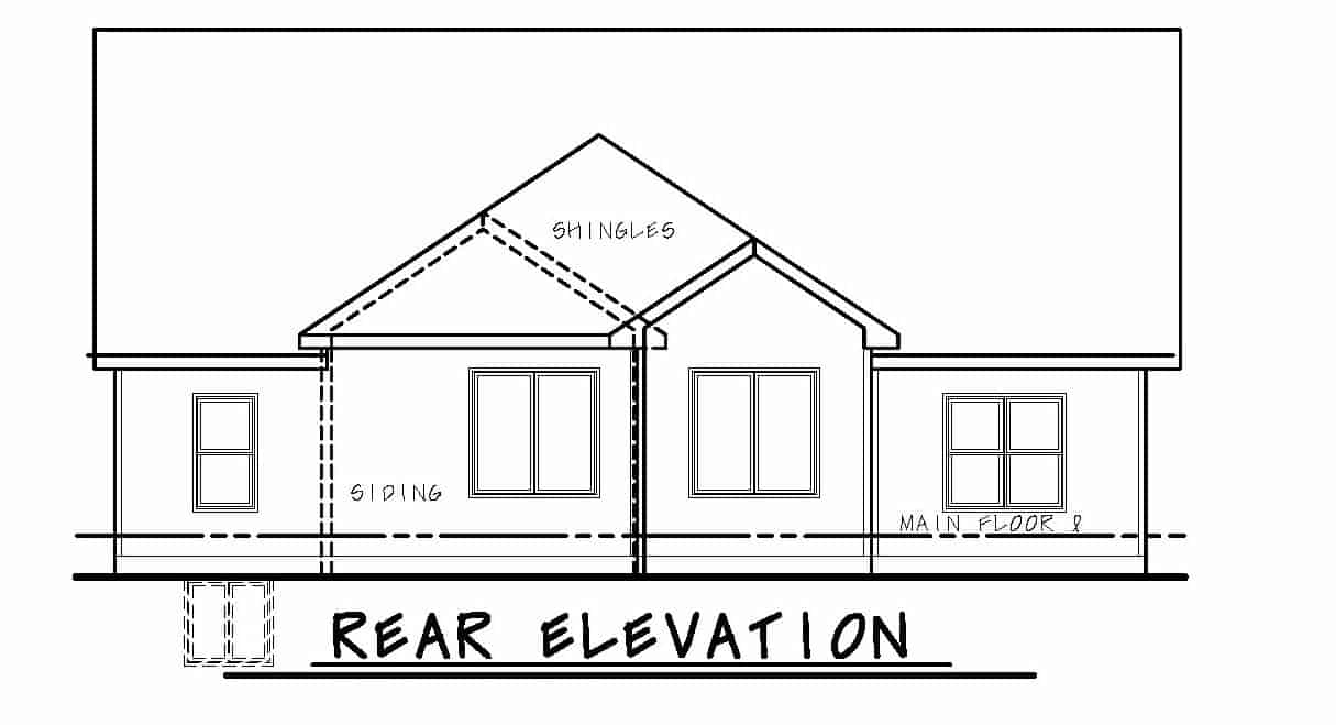 Home Plan Rear Elevation of this 3-Bedroom,1676 Sq Ft Plan -120-2589