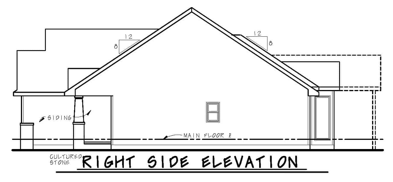 Home Plan Right Elevation of this 3-Bedroom,1676 Sq Ft Plan -120-2589