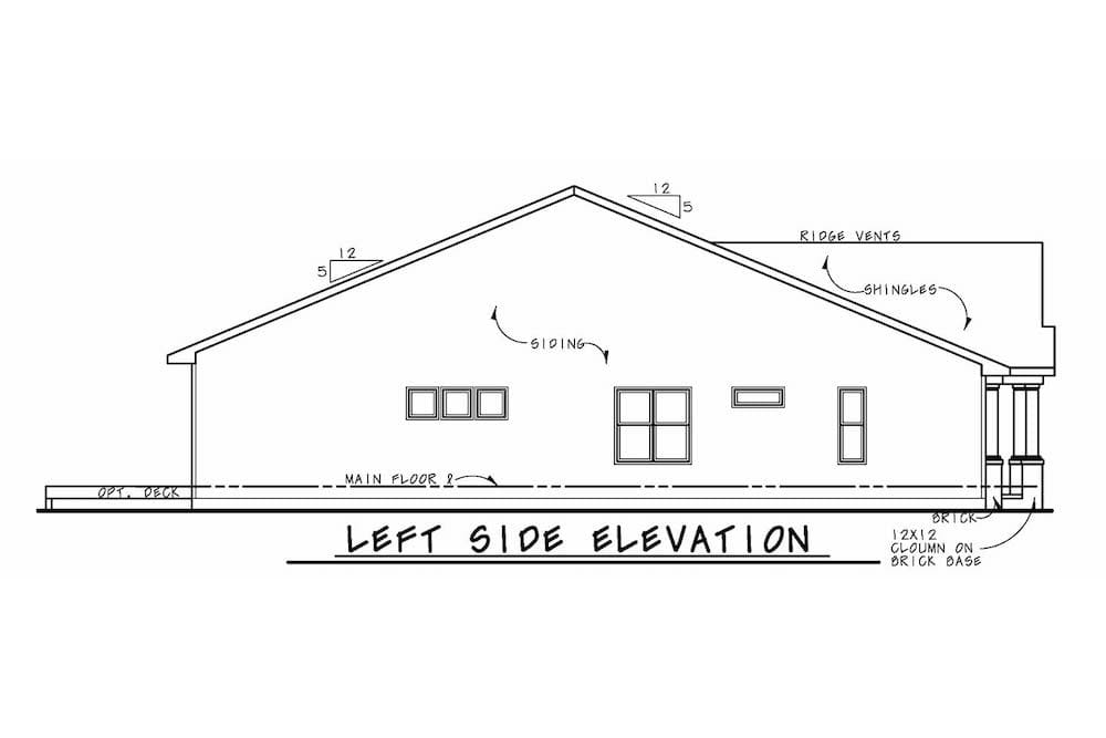 Home Plan Left Elevation of this 3-Bedroom,2140 Sq Ft Plan -120-2591