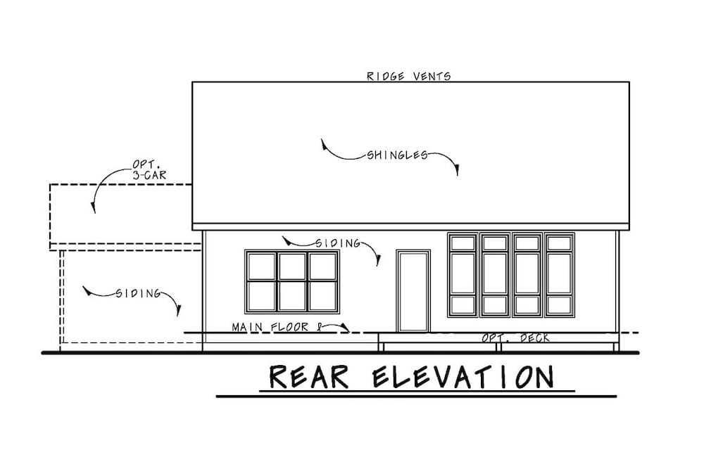 Home Plan Rear Elevation of this 3-Bedroom,2140 Sq Ft Plan -120-2591