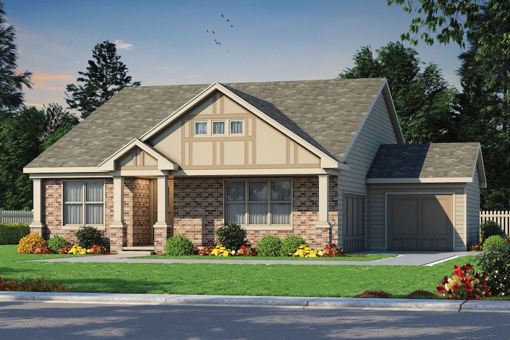 Front elevation of Ranch home (ThePlanCollection: House Plan #120-2591)