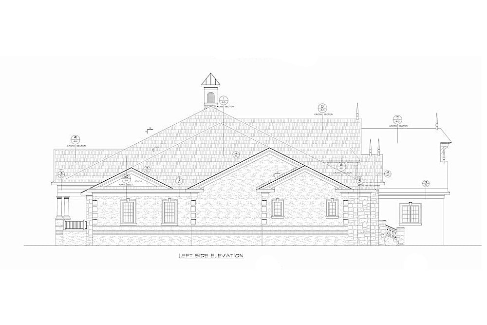 Home Plan Left Elevation of this 4-Bedroom,7350 Sq Ft Plan -120-2593