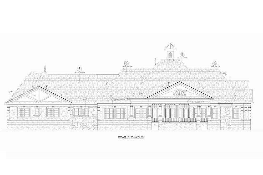 Home Plan Rear Elevation of this 4-Bedroom,7350 Sq Ft Plan -120-2593