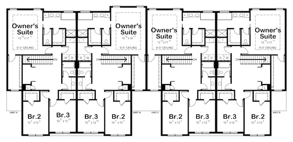 Floor Plan Upper Level of Traditional Plan #120-2595