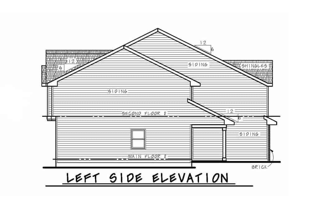 Home Plan Left Elevation of this 3-Bedroom,2065 Sq Ft Plan -120-2595