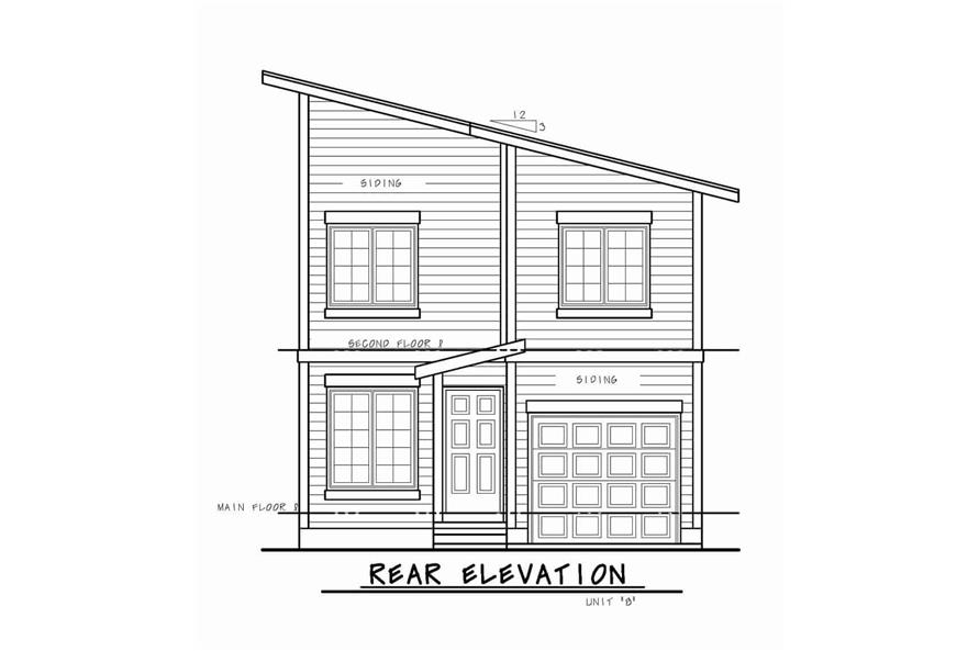 Home Plan Rear Elevation of this 3-Bedroom,1277 Sq Ft Plan -120-2604