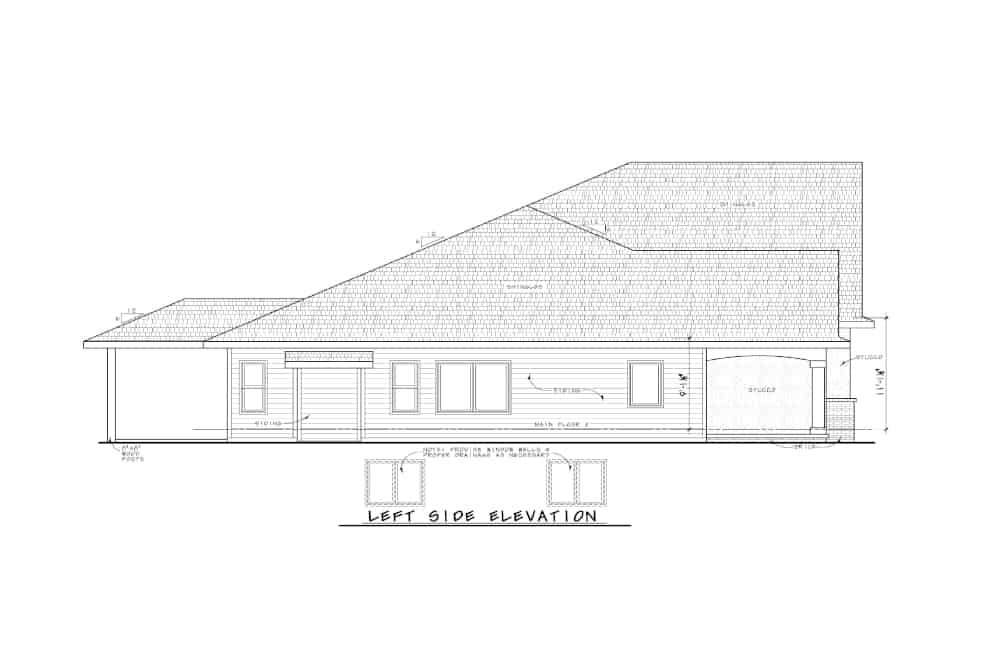 Home Plan Left Elevation of this 4-Bedroom,3704 Sq Ft Plan -120-2610