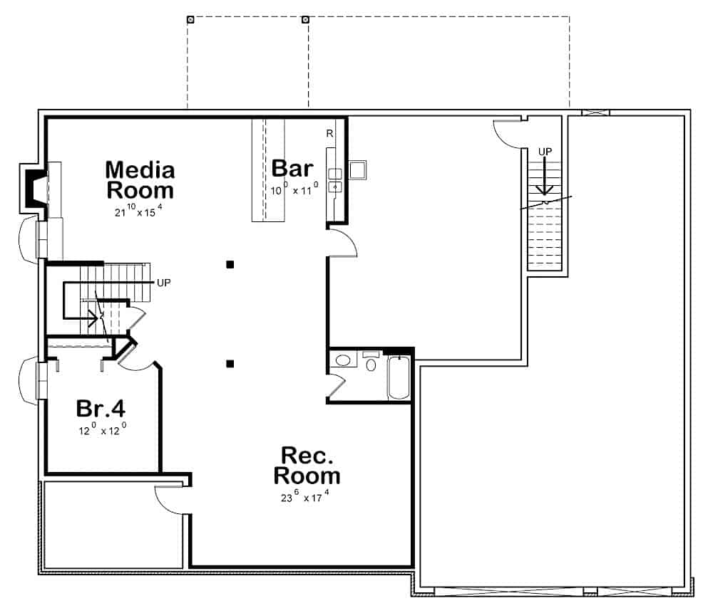 Floor Plan Basement of Contemporary Plan #120-2610