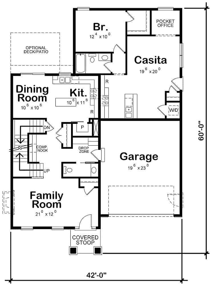 Floor Plan Main Level of Contemporary Plan #120-2611