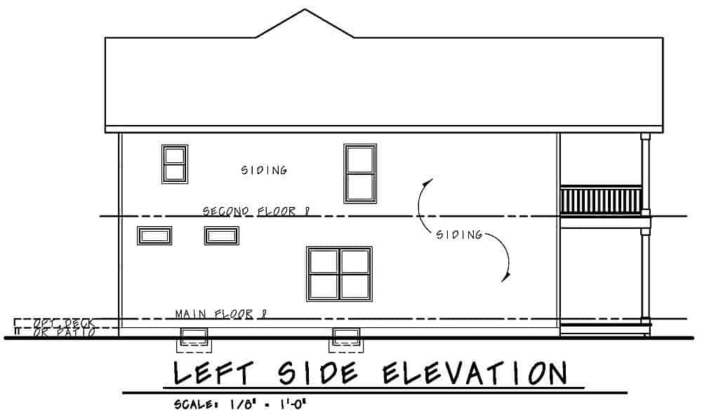 Home Plan Left Elevation of this 4-Bedroom,2597 Sq Ft Plan -120-2613