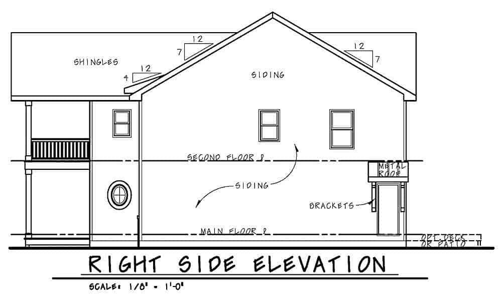 Home Plan Right Elevation of this 4-Bedroom,2597 Sq Ft Plan -120-2613