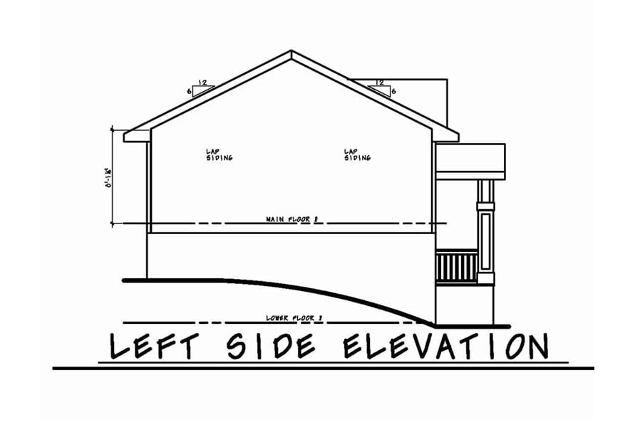 Home Plan Left Elevation of this 3-Bedroom,1150 Sq Ft Plan -120-2614