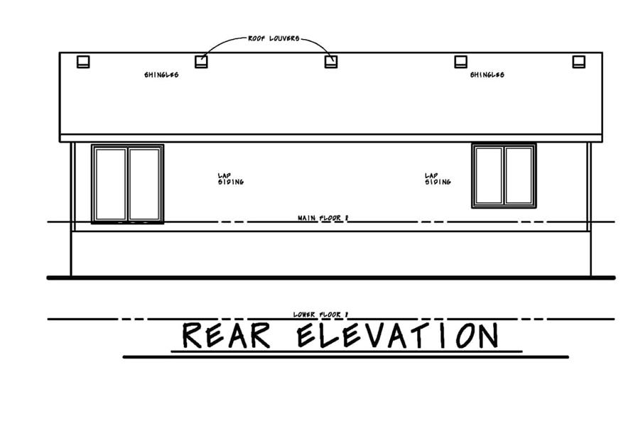 120-2614: Home Plan Rear Elevation