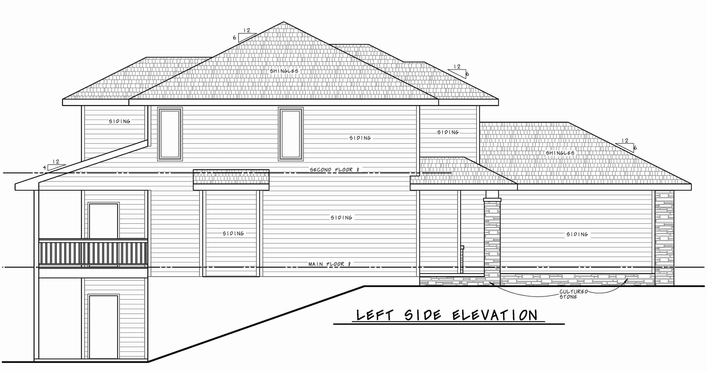 Home Plan Left Elevation of this 5-Bedroom,3296 Sq Ft Plan -120-2617