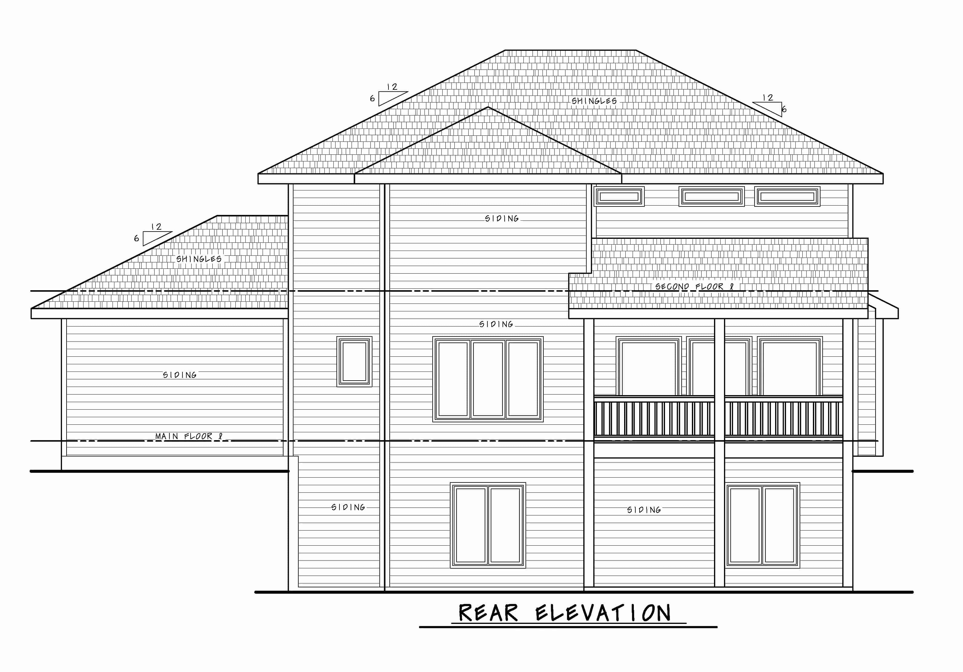Home Plan Rear Elevation of this 5-Bedroom,3296 Sq Ft Plan -120-2617